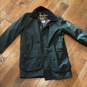 Barbour Men's oil waxed canvas Dark Green Military Field Jacket Men’s L